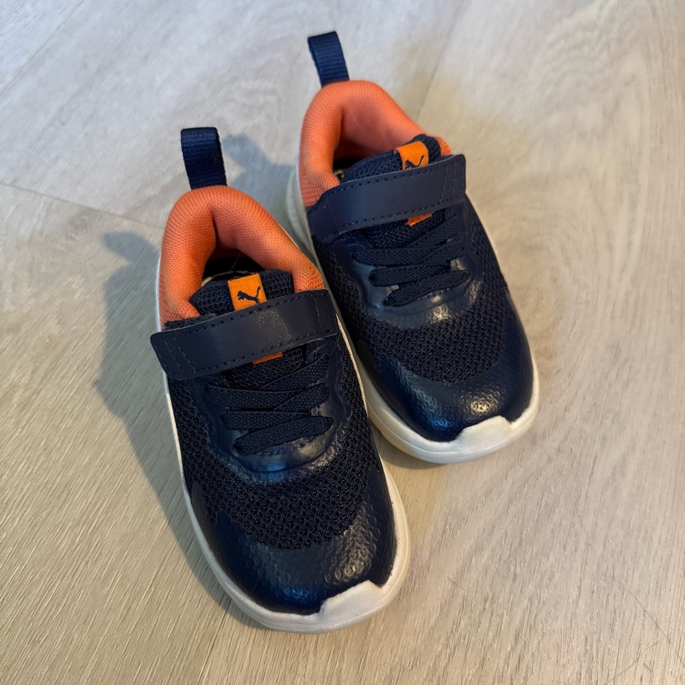 Puma Kids Navy and Orange Sneakers